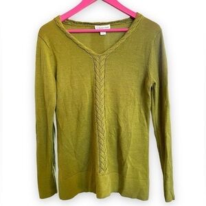 Coldwater Creek Green Merino Wool Sweater | Size Small